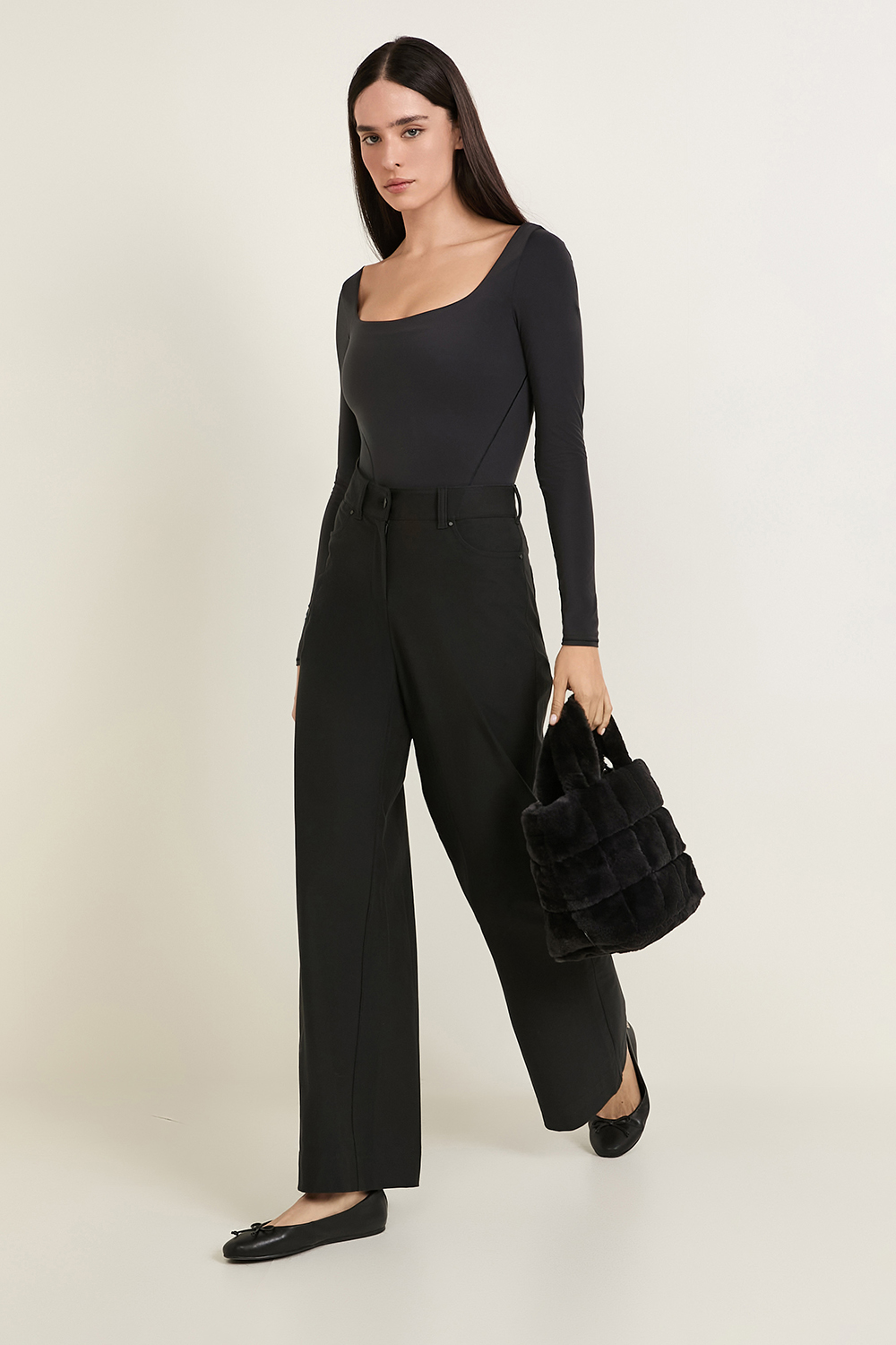 Nulu Square-Neck Long-Sleeve Bodysuit